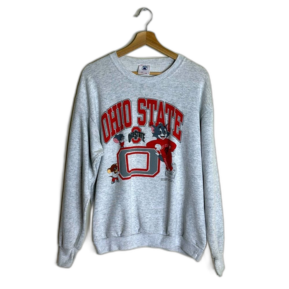 Vintage delta Ohio state 90s Tom and Jerry pullover crew neck sweatshirt size XL